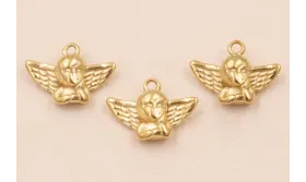 Colgante Angel Acero inox. 316L 15*10*4mm Oro / Cuentas Metálicas de Acero Inoxidable