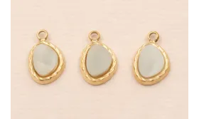 Colgante Acero Inox. 316L 9*5mm  Piedra Turquesa / Cuentas Metálicas de Acero Inoxidable