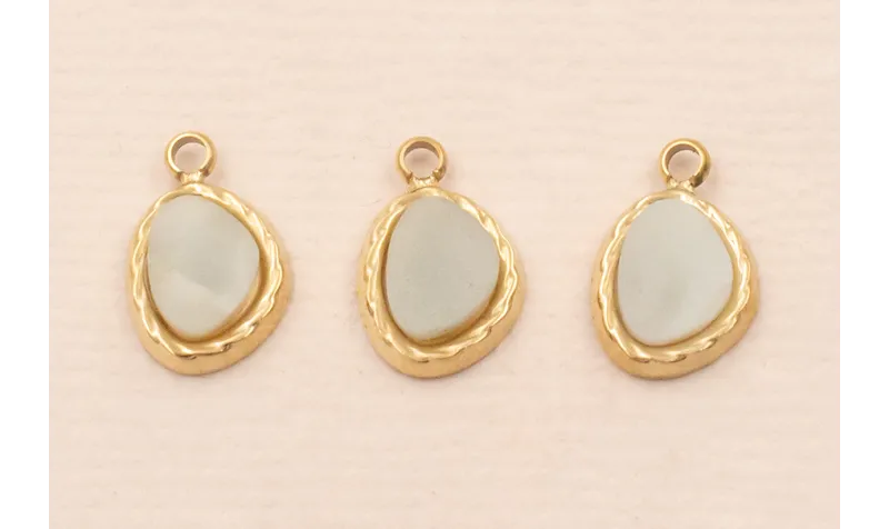 Colgante Acero Inox. 316L 9*5mm  Piedra Turquesa / Cuentas Metálicas de Acero Inoxidable