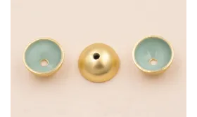 Semi Bola de 10mm con esmalte Turquesa Oro Mate / Cuentas Metálicas de Latón / Zamak