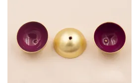 Semi Bola de 20mm con esmalte Morado y Oro Mate / Cuentas Metálicas de Latón / Zamak