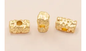 Entrepieza Rectangular 13*5*5 O. Mate Agujero 3mm / Cuentas Metálicas de Latón / Zamak