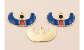 Efigie Egipcia Esmalte Azul, Negro y Rojo 32*18mm / Cuentas Metálicas de Latón / Zamak