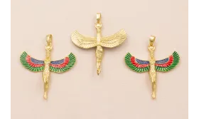 Colgante Egipcio Esmalte Tricolor 35*33mm / Cuentas Metálicas de Latón / Zamak