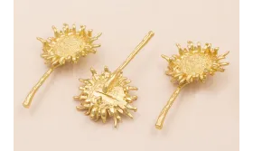 Colgante Girasol 55*25mm Oro Mate / Cuentas Metálicas de Latón / Zamak