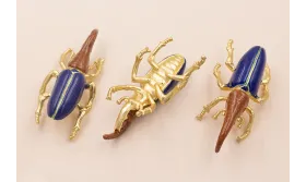 Escarabajo 65*27 Oro Mate Azul y Marrón / Cuentas Metálicas de Latón / Zamak