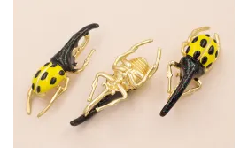 Escarabajo 50*18 Oro Mate Negro y amarillo / Cuentas Metálicas de Latón / Zamak