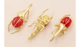 Escarabajo 50*18 Oro Mate Rojo / Cuentas Metálicas de Latón / Zamak