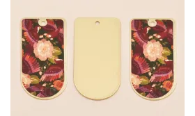 Pieza 50*25 Oro mate Flor Rosa y granate / Cuentas Metálicas de Latón / Zamak