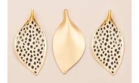 Cogante Hoja 56*26mm Oro Mate Piel Tigre / Cuentas Metálicas de Latón / Zamak