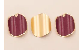 Disco ondulado de 40mm Oro Mate color Granate / Cuentas Metálicas de Latón / Zamak