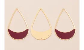 Colgante lágrima 58*37mm Oro Mate color Granate / Cuentas Metálicas de Latón / Zamak