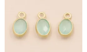 Colgante Dristal Ovalado 6*4mm Verde claro / Cuentas Metálicas de Latón / Zamak