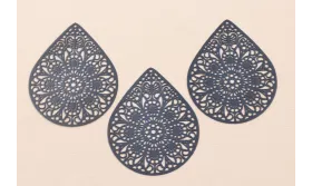 Lágrima rejilla 50*40mm Azul Oscuro / Cuentas Metálicas de Latón / Zamak