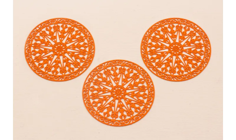 Disco Rejilla de 43mm Naranja / Cuentas Metálicas de Latón / Zamak
