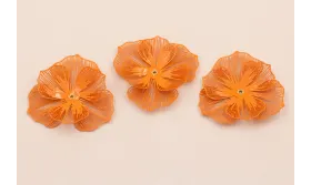 Flor 40mm 2 Capas  color Naranja / Cuentas Metálicas de Latón / Zamak