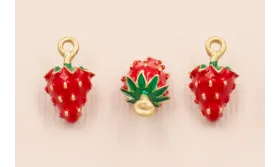 Colgante fresa Roja 15*7mm / Cuentas Metálicas de Latón / Zamak