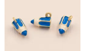 Colgante Lapicero 11*6mm Azul / Cuentas Metálicas de Latón / Zamak