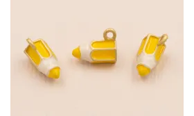 Colgante Lapicero 11*6mm Amarillo / Cuentas Metálicas de Latón / Zamak