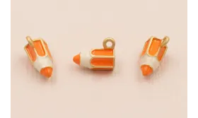 Colgante Lapicero 11*6mm Naranja / Cuentas Metálicas de Latón / Zamak