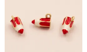 Colgante Lapicero 11*6mm Rojo / Cuentas Metálicas de Latón / Zamak