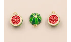 Colgante Media Sandía 10*10mm / Cuentas Metálicas de Latón / Zamak
