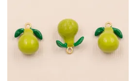 Colgante Pera 15*10mm verde / Cuentas Metálicas de Latón / Zamak