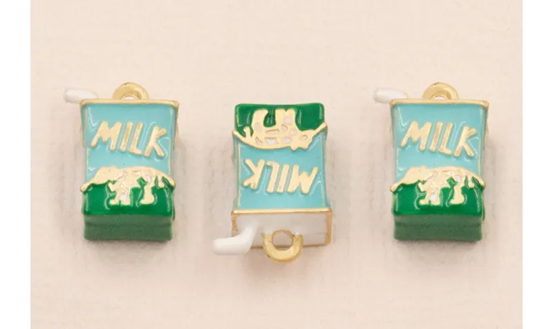 Colgante Caja Leche 10*6mm Azul y Verde / Cuentas Metálicas de Latón / Zamak