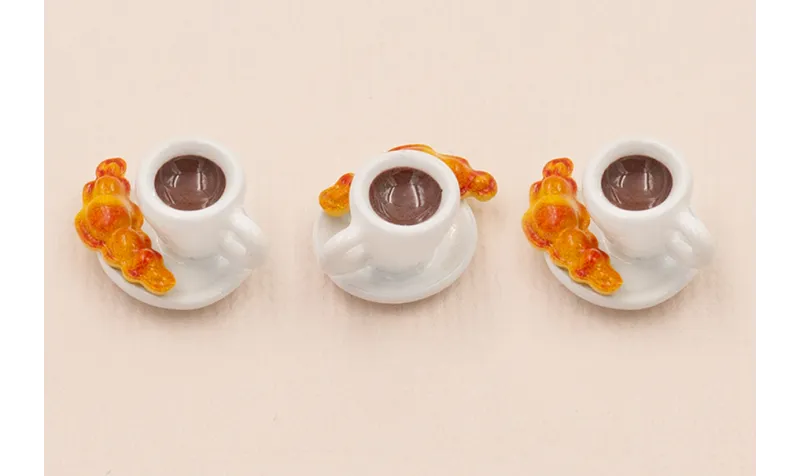 Colgante Taza y Croissant 14*7mm / Cuentas Metálicas de Latón / Zamak