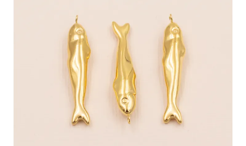 Colgante Pez Stainless 316L Steel 36*6mm  Oro / Cuentas Metálicas de Acero Inoxidable