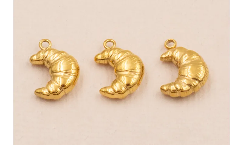 Colgante Coissant Stainless Steel 11/8mm Oro / Cuentas Metálicas de Acero Inoxidable