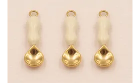 Colgante Cuchara esmalte Beige S. Steel 20*6mm / Cuentas Metálicas de Acero Inoxidable