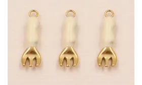 Colgante Tenedor esmalte Beige S. Steel 20*6mm / Cuentas Metálicas de Acero Inoxidable