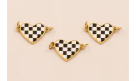 Entrepieza Corazón ajedrez Stainless Steel 12*8 / Cuentas Metálicas de Acero Inoxidable