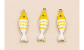 Colgante Pez Stainless Steel 18*5 Amarillo Blanco / Cuentas Metálicas de Acero Inoxidable