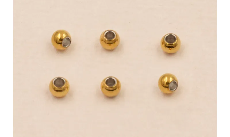 Bola Stainless Steel 2*1mm interior Oro / Cuentas Metálicas de Acero Inoxidable