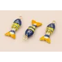 Pez Articulado Esmalte Azul, Amarillo Blanco 20*10 / Cuentas Metálicas de Latón / Zamak