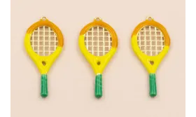 Raqueta 30*14mm Lima, verde y Oro Mate / Cuentas Metálicas de Latón / Zamak