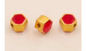 Entrepieza Hexagonal 5*5*4mm Oro Esmalte Granate / Cuentas Metálicas de Latón / Zamak