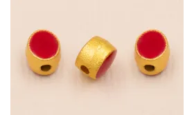 Entrepieza Ovalada 5*5*4mm Oro Esmalte Granate / Cuentas Metálicas de Latón / Zamak