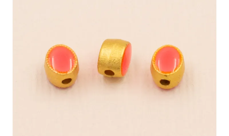 Entrepieza Ovalada 5*5*4mm Oro Esmalte Fuxia / Cuentas Metálicas de Latón / Zamak