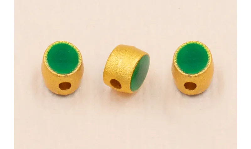 Entrepieza Ovalada 5*5*4mm Oro Esmalte Verde / Cuentas Metálicas de Latón / Zamak
