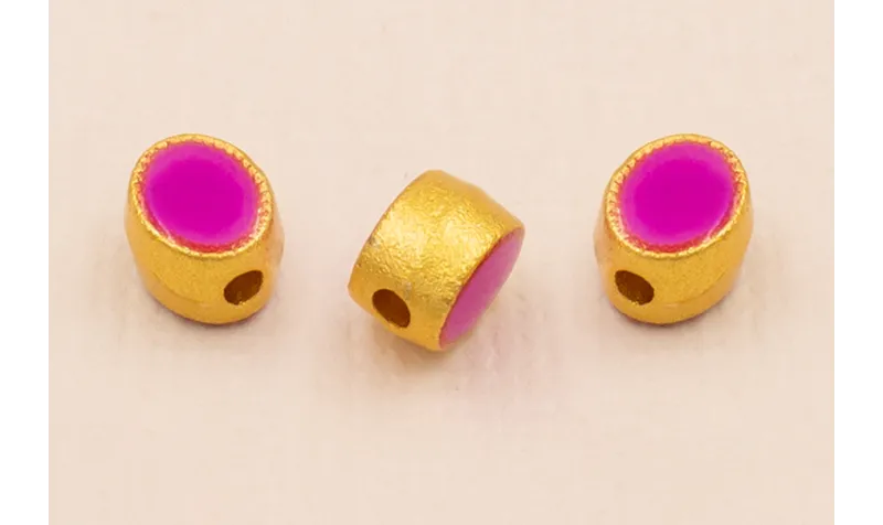 Entrepieza Ovalada 5*5*4mm Oro Esmalte Morado / Cuentas Metálicas de Latón / Zamak