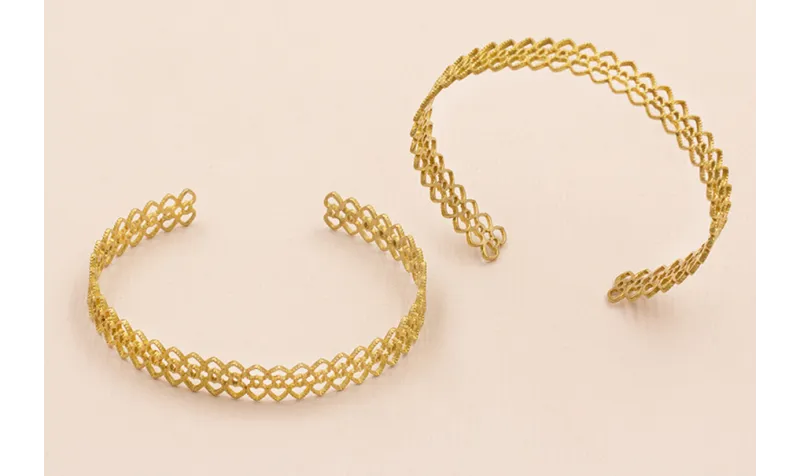 Pulsera  labrada maleable latón 145mm / Cuentas Metálicas de Latón / Zamak