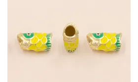 Entrepieza Pez 15*8 Amarillo y verde Agujero 4mm / Cuentas Metálicas de Latón / Zamak