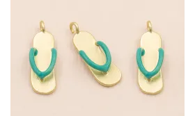Colgante Chancleta Playa 21*7mm Turquesa  / Cuentas Metálicas de Latón / Zamak