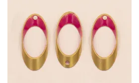Ovalo Biselado 25*10 Esmalte Frambuesa / Cuentas Metálicas de Latón / Zamak