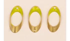 Ovalo Biselado 25*10 Esmalte Lima / Cuentas Metálicas de Latón / Zamak