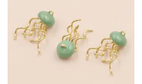 Medusa 10*4*25mm Esmalte verde Piedra / Cuentas Metálicas de Latón / Zamak