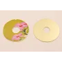 Disco 60mm  Oro Mate  Flores Fondo Beige / Cuentas Metálicas de Latón / Zamak